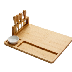 Wood Cheese Board with Cutlery Set
