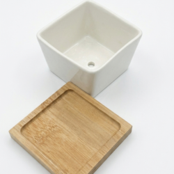 Square Ceramic Flower Planter Pot - empty