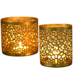 Golden Candle Holder -Iron