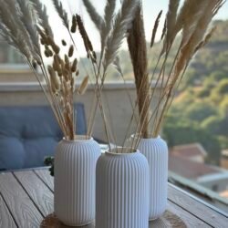 Plastic Ribbed Column Vase