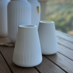 Plastic Ribbed Cone Vase