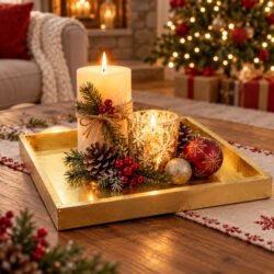 Reversible Christmas Display Tray – Farm Fresh Christmas Trees – 30 × 30 cm – Gold