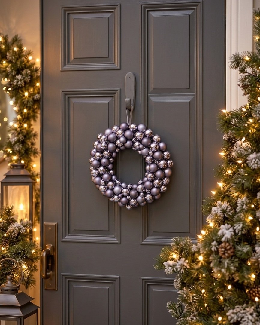 Noël Lavender & Silver Bauble Christmas Wreath