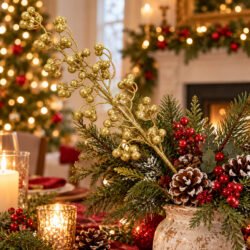 Glitter Berry Christmas Decorative Spray 80 cm - gold
