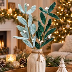House of Seasons Frosted Velvet Leaf Branch - 60 cm