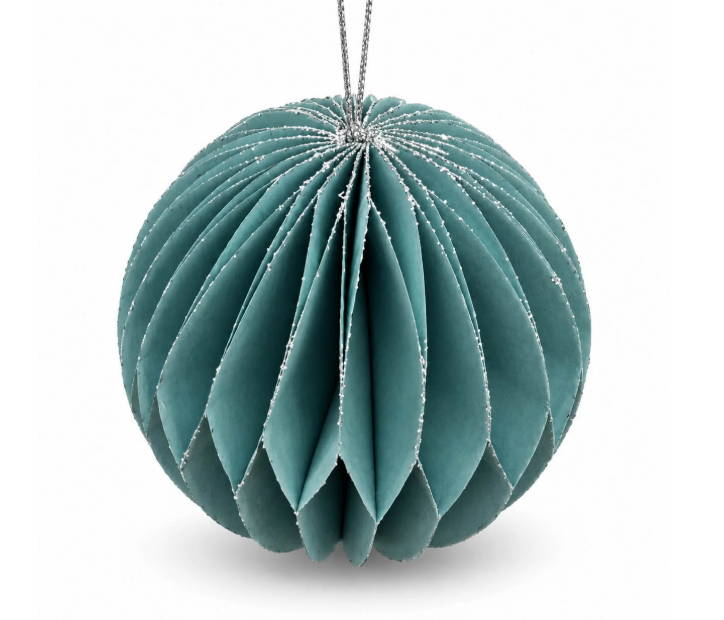 Migros Glitter Honeycomb Christmas Baubles teal - Set of 4 - Image 2