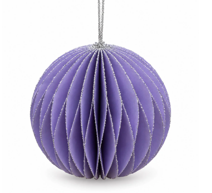Migros Glitter Honeycomb Christmas Baubles Light Purple - Set of 4 - Image 3