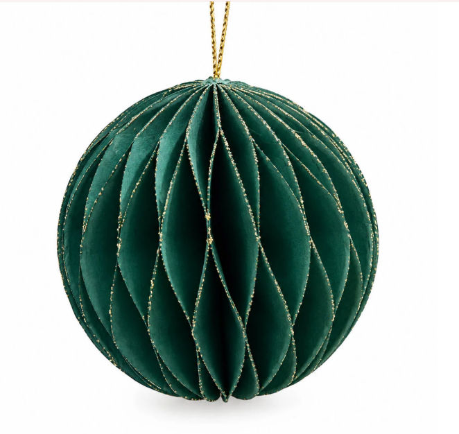 Glitter Honeycomb Christmas Ornaments Dark Green - Set of 4 - Image 3