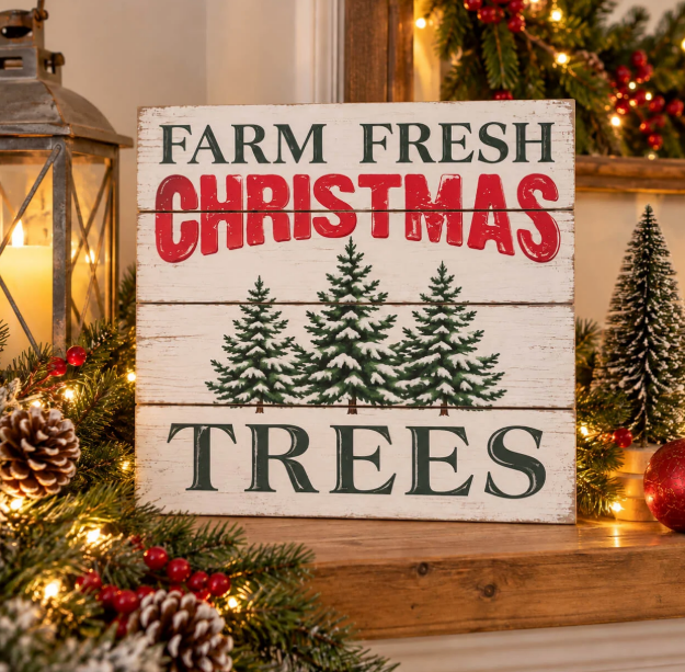 Reversible Christmas Display Tray – Farm Fresh Christmas Trees – 30 × 30 cm – Silver - Image 4