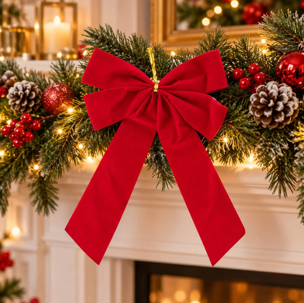 Mica Christmas Decorative Bow – Red – Small