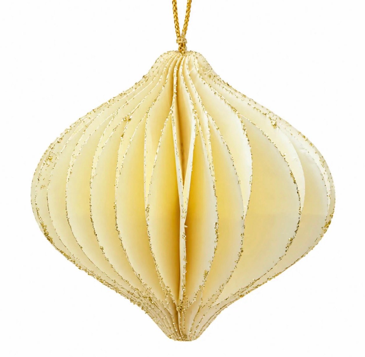 Glitter Honeycomb Christmas Ornaments ivory - Set of 4 - Image 3