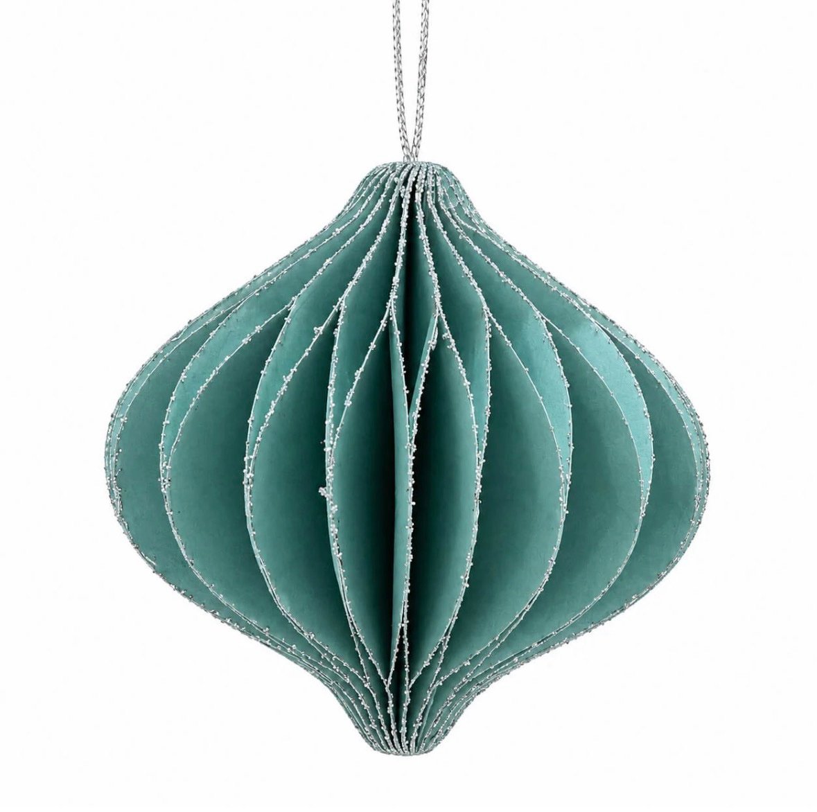 Glitter Honeycomb Christmas Ornaments - teal - Set of 4 - Image 2