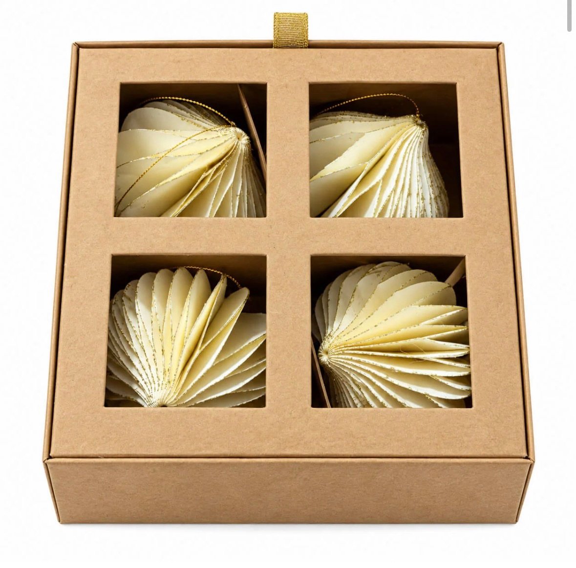 Glitter Honeycomb Christmas Ornaments ivory - Set of 4 - Image 2