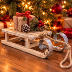 Alpine Lodge Decorative Wooden Christmas Sled - Fir Wood