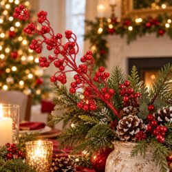 Glitter Berry Christmas Decorative Spray 80 cm - red